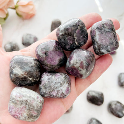 Garnet in Astrophyllite Tumbled Stones