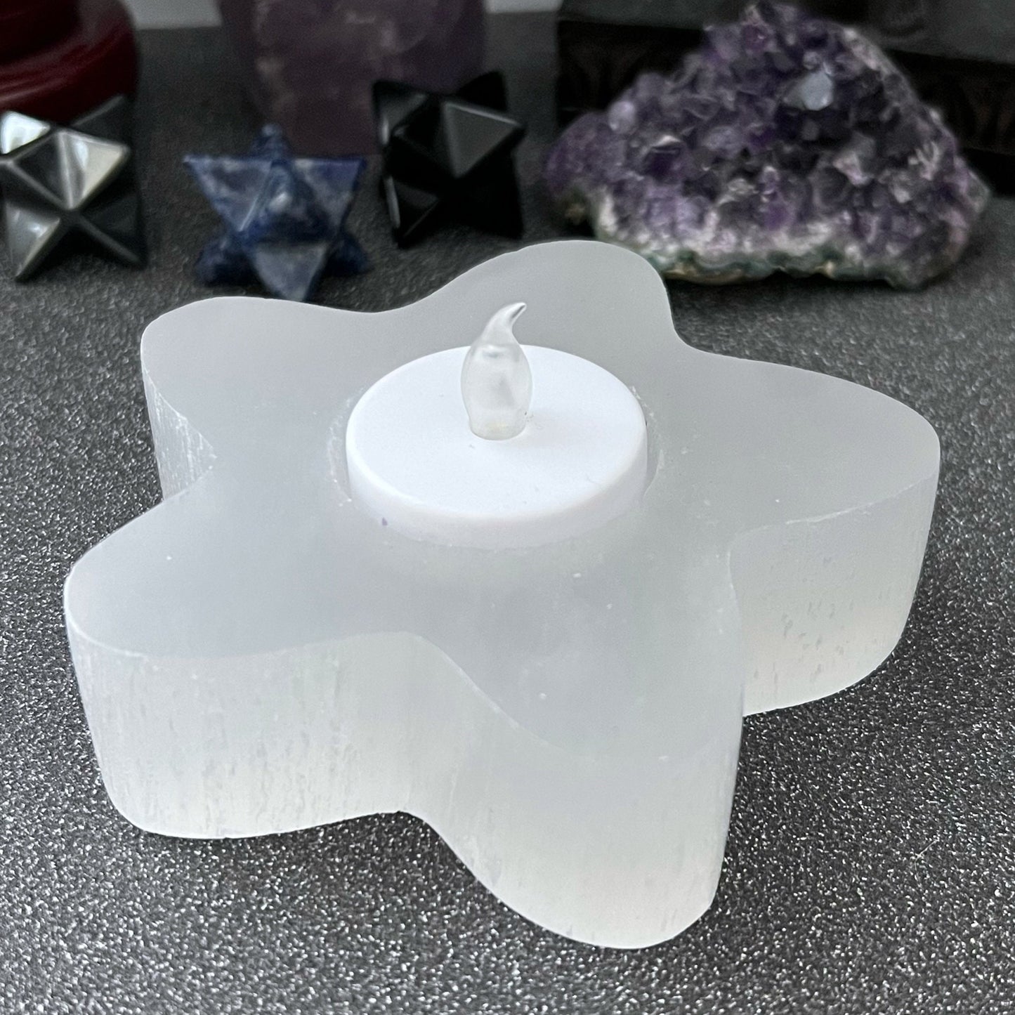 4" Selenite Star T-Light Holder