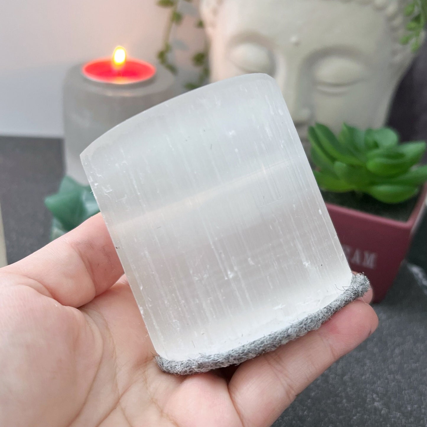 2.5" Selenite Cylinder T-Light Holder