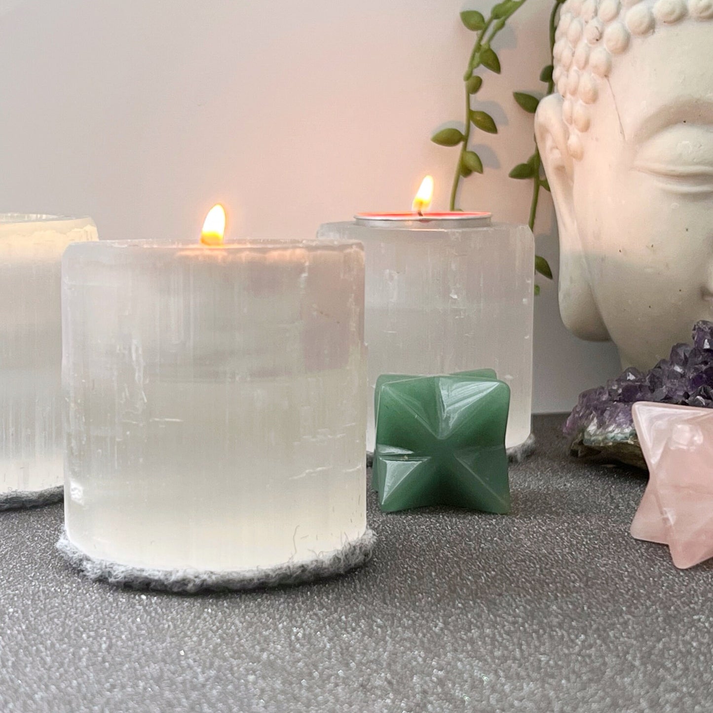 2.5" Selenite Cylinder T-Light Holder