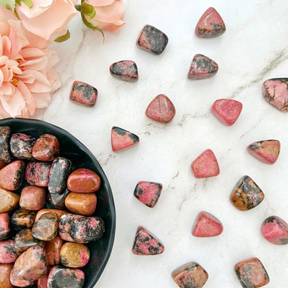 Raspberry Rhodonite Tumbled Stones