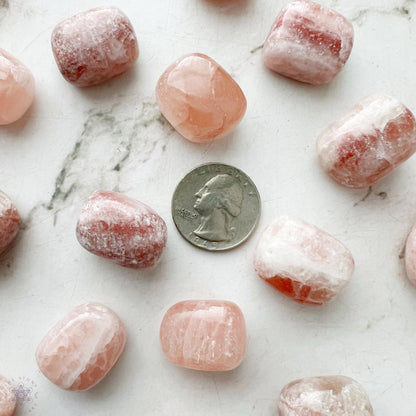 Strawberry Pink Calcite Tumbled Stones