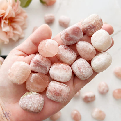 Strawberry Pink Calcite Tumbled Stones