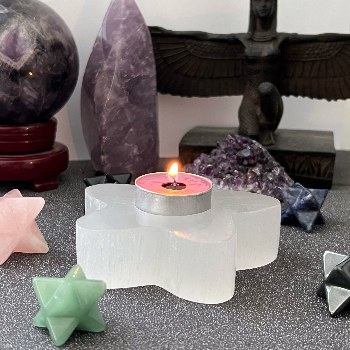 4" Selenite Star T-Light Holder