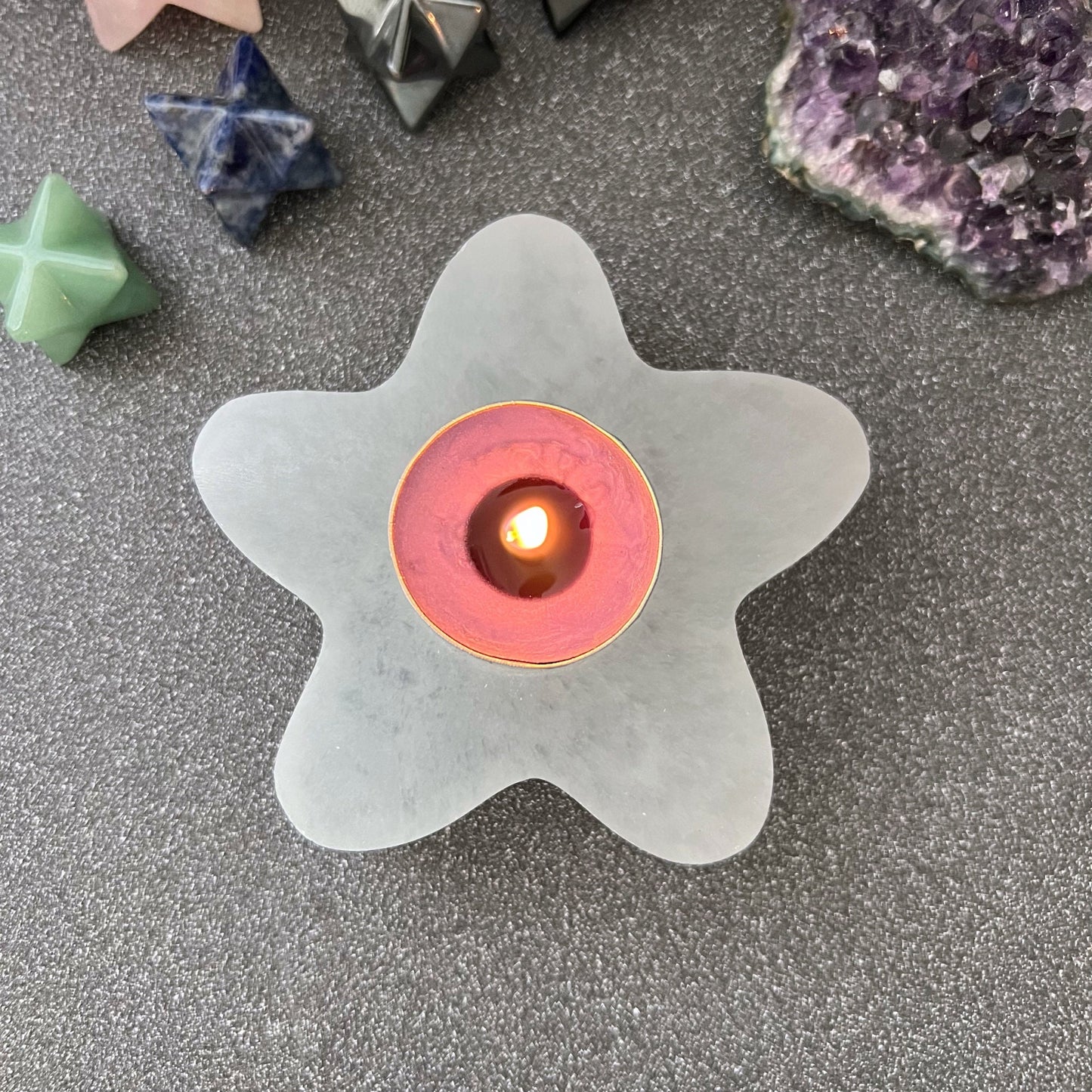 4" Selenite Star T-Light Holder