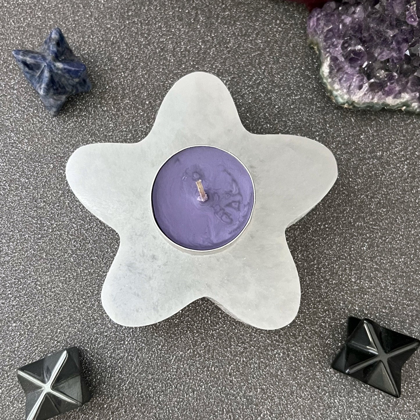 4" Selenite Star T-Light Holder