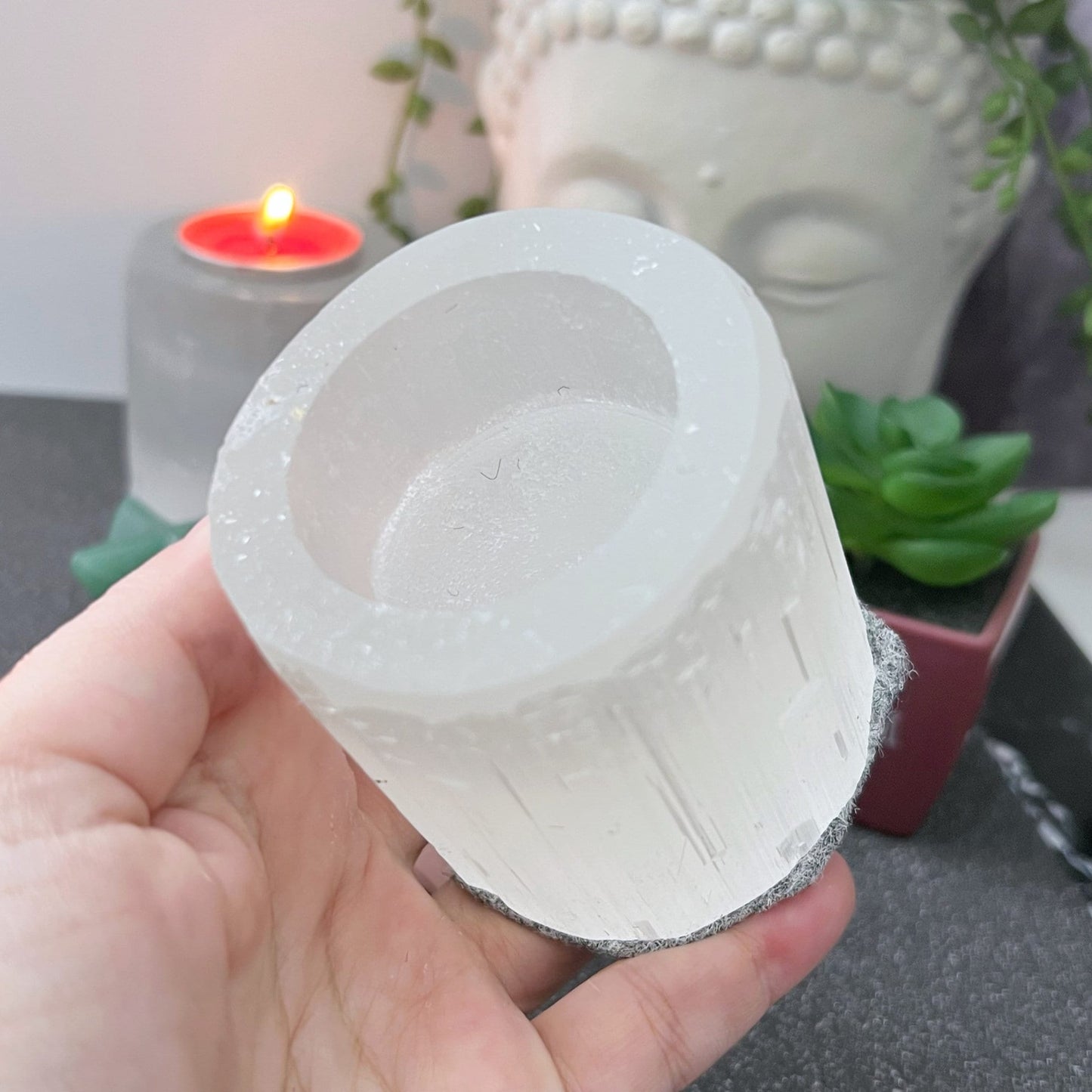 2.5" Selenite Cylinder T-Light Holder