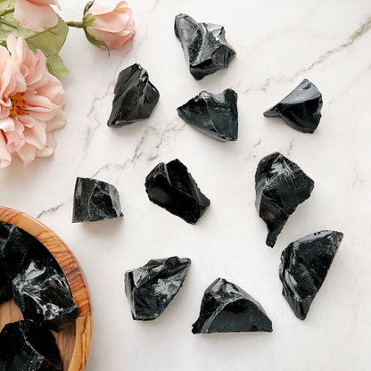 Raw Black Obsidian Stones