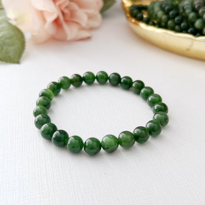 6-8mm Nephrite Jade Beaded Bracelet