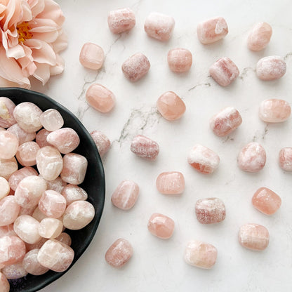 Strawberry Pink Calcite Tumbled Stones