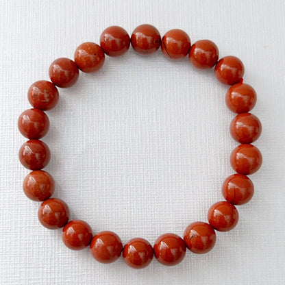 8mm Red Jasper Beaded Bracelet