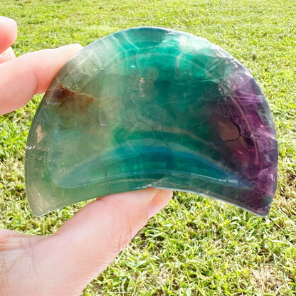 4" Rainbow Fluorite Crescent Moon Bowl