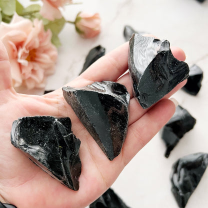 Raw Black Obsidian Stones