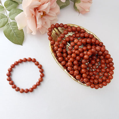 8mm Red Jasper Beaded Bracelet