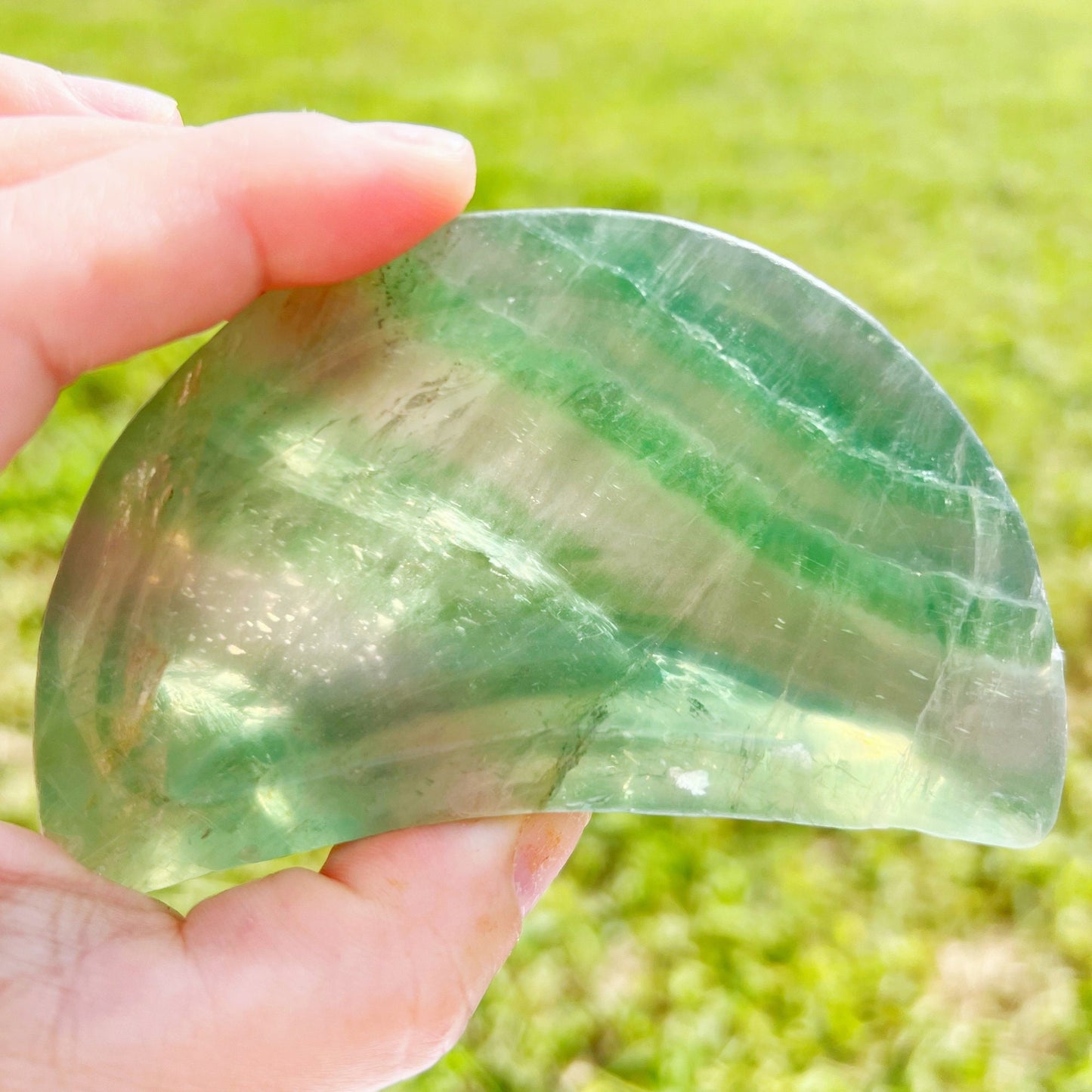 4" Rainbow Fluorite Crescent Moon Bowl